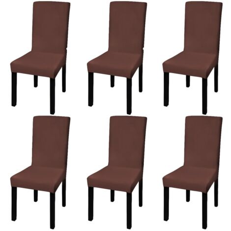 Funda para silla elástica recta 6 unidades marrón vidaXL
