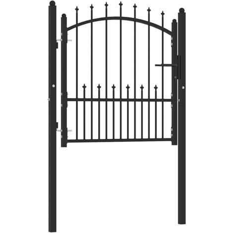 Puerta de valla con picos acero negro 100x100 cm vidaXL
