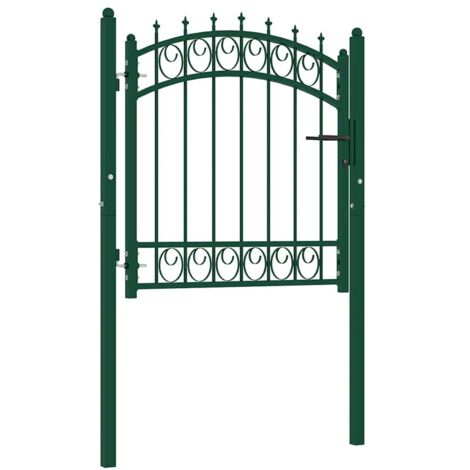 Puerta de valla con picos acero verde 100x100 cm vidaXL