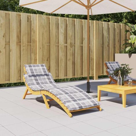 Cojín de tumbona de tela Oxford a cuadros gris 186x58x4 cm vidaXL