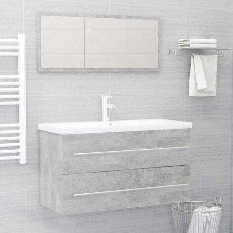 Set muebles de baño 2 piezas madera contrachapada gris hormigón vidaXL