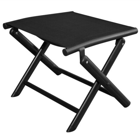 Reposapies plegable aluminio y textileno negro vidaXL