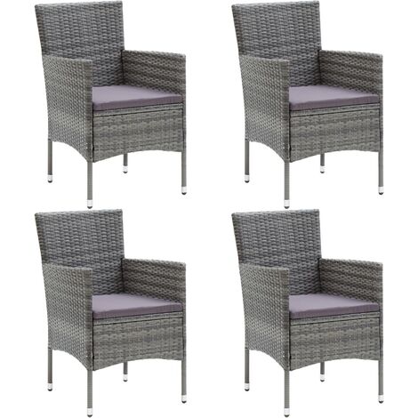 Sillas de comedor para jardín 4 unidades ratán sintético gris vidaXL