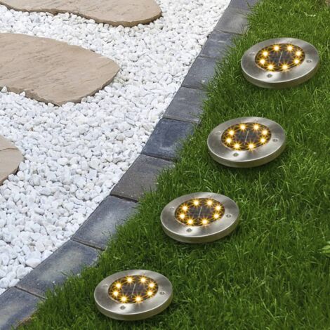 Juego de focos LED solares de suelo para jardín 4 unidades HI