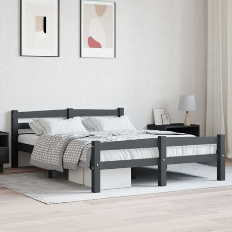 Estructura cama sin colchón madera pino gris oscuro 140x200 cm vidaXL (1/5)