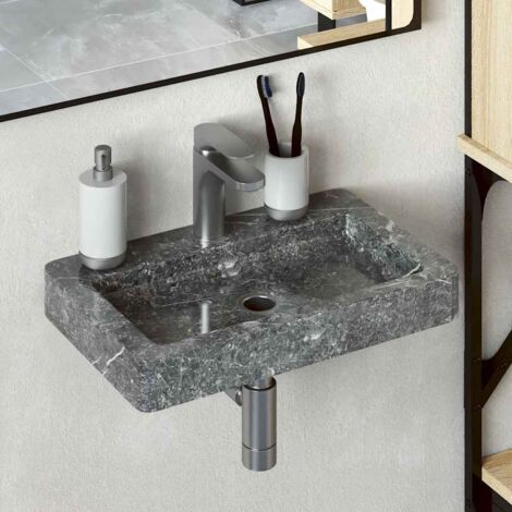 Lavabo de pared mármol gris 38x24x6,5 cm vidaXL