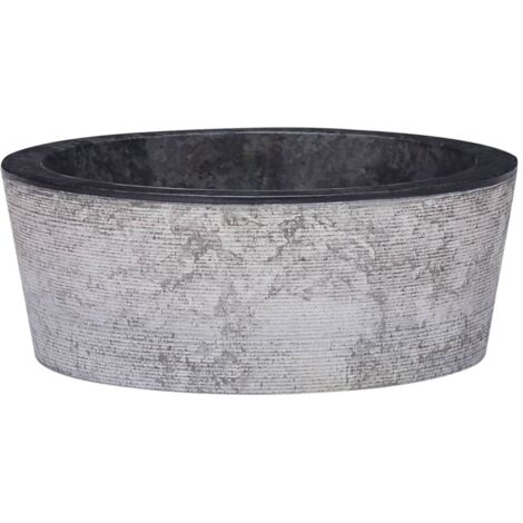 Lavabo mármol negro Ø40x15 cm vidaXL