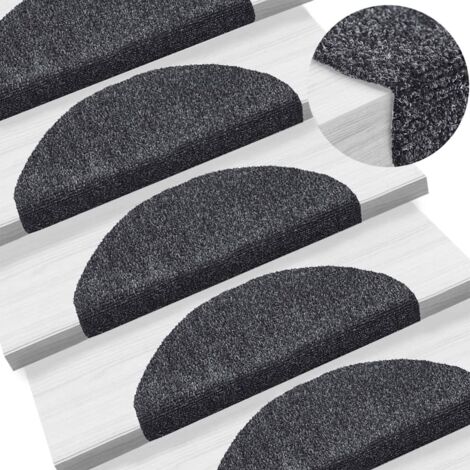 Felpudos autoadhesivos para escaleras, 5 unidades, 65 x 21 x 4 cm, gris oscuro, semicirculares, grandes vidaXL