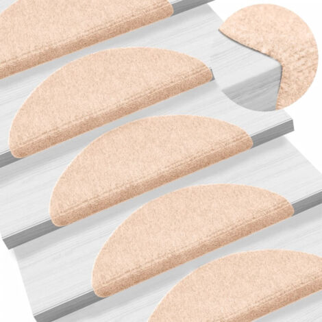 Felpudos autoadhesivos para escaleras, 10 unidades, 56 x 17 x 3 cm, marrón claro, semicirculares vidaXL