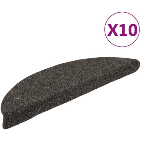 Felpudos autoadhesivos para escaleras, 10 unidades, 56 x 17 x 3 cm, antracita, semicirculares vidaXL