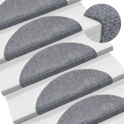 Felpudos autoadhesivos para escaleras, 5 unidades, gris claro, semicirculares, 56 x 17 x 3 cm vidaXL