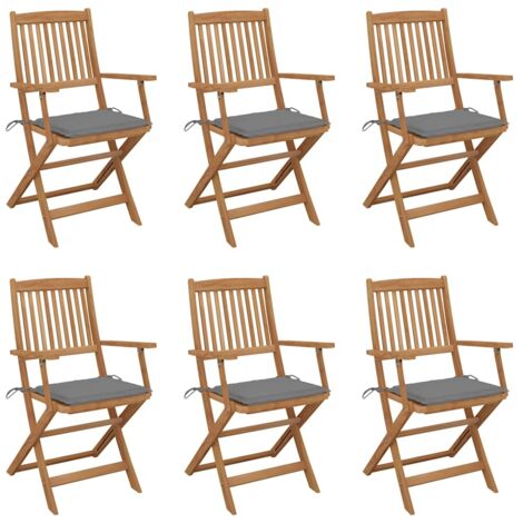 Sillas de jardín plegables 6 uds y cojines madera maciza acacia vidaXL