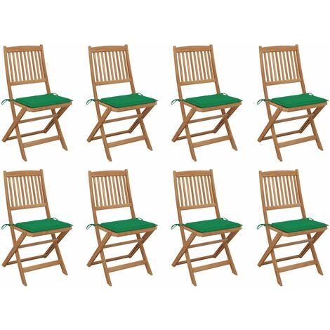 Furniture Limited - Sillas de jardín plegables 8 uds y cojines