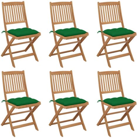 Sillas de jardín plegables 6 uds y cojines madera maciza acacia vidaXL
