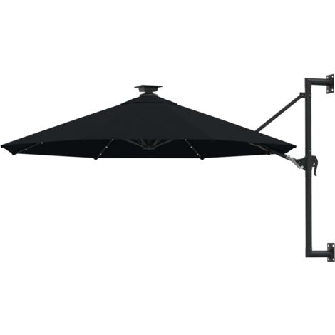 Sombrilla de jardín de pared con luces LED negro 300 cm vidaXL
