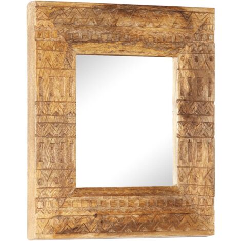 Espejo tallado a mano madera maciza de mango 50x50x2,5 cm vidaXL