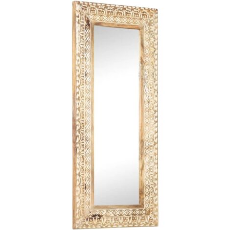 Espejo tallado a mano madera maciza de mango 110x50x2,6 cm vidaXL