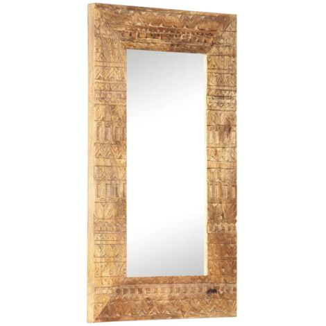 Espejo tallado a mano madera maciza de mango 80x50x2,5 cm vidaXL