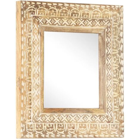 Espejo tallado a mano madera maciza de mango 50x50x2,6 cm vidaXL