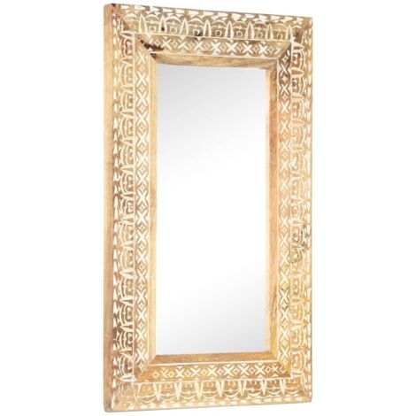 Espejo tallado a mano madera maciza de mango 80x50x2,6 cm vidaXL