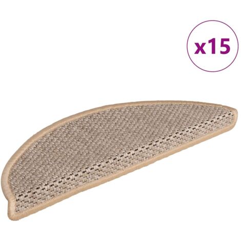 Alfombrilla autoadhesiva escalera sisal 15 uds beige 56x17x3 cm vidaXL
