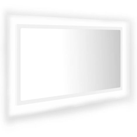 Espejo de baño LED acrílico blanco 80x8,5x37 cm vidaXL