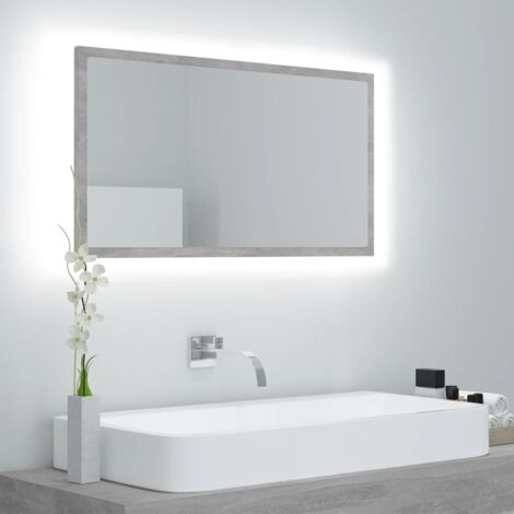 Espejo de baño acrílico gris hormigón 80x8,5x37 cm vidaXL