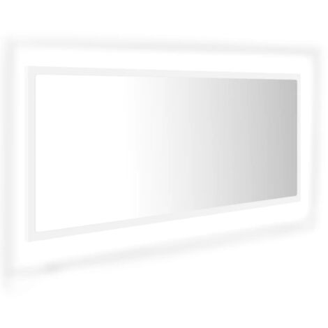 Espejo de baño LED acrílico blanco 100x8,5x37 cm vidaXL