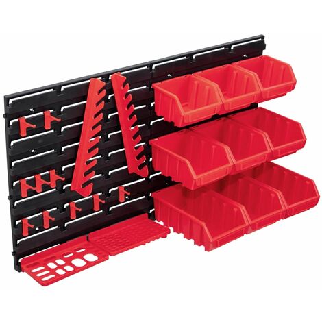 Kit de cajas de almacenaje 34 pzas paneles de pared rojo negro vidaXL