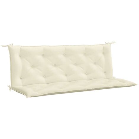 Cojín de banco jardín tela Oxford blanco crema 150x(50+50)x7 cm vidaXL