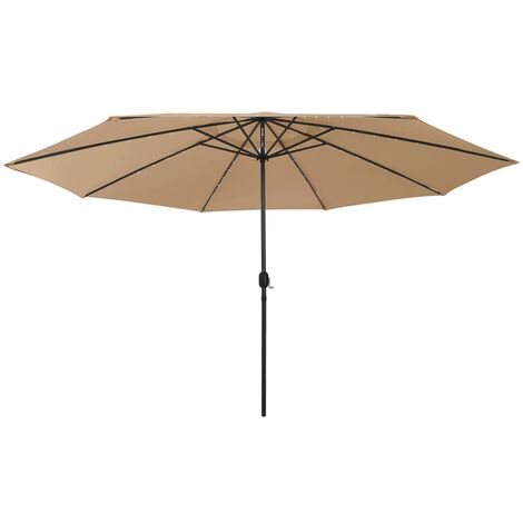 Vidaxl – Sombrilla de jardín 400 cm con luces LED – Tela 100% poliéster – Poste de metal resistente – Mecanismo de manivela (1/5)