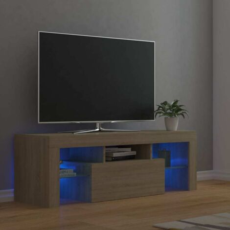 Mueble de TV con luces LED roble Sonoma 120x35x40 cm vidaXL