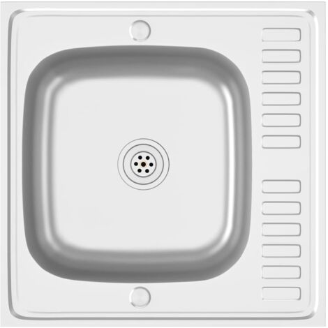 Fregadero de cocina con escurridor acero inox 600x600x155 mm vidaXL (1/4)