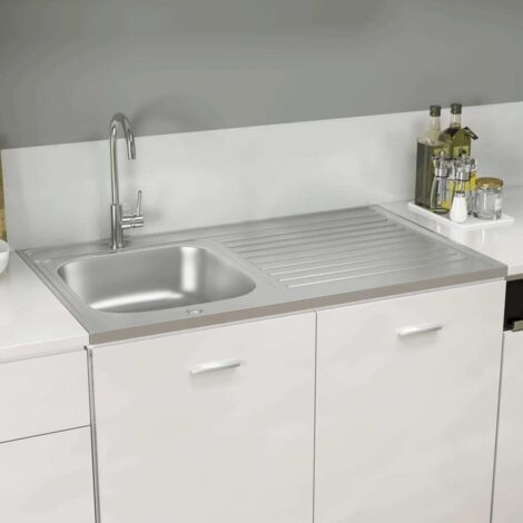 Fregadero de cocina con escurridor acero inox 1000x600x155 mm vidaXL (1/5)