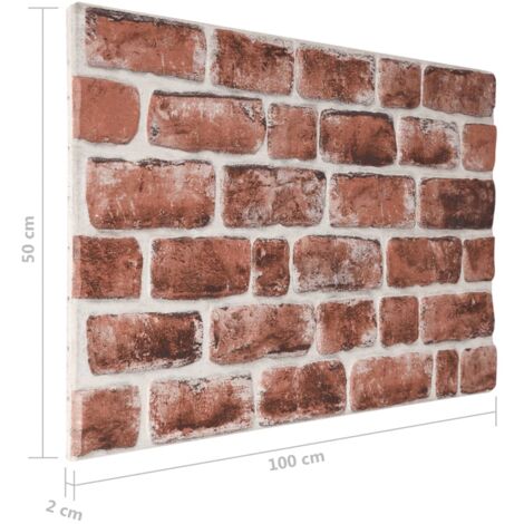 Paneles de pared 3D diseño de ladrillo 10 uds EPS marrón oscuro vidaXL
