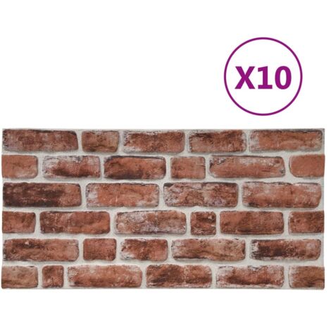 Paneles de pared 3D diseño de ladrillo 10 uds EPS marrón oscuro vidaXL
