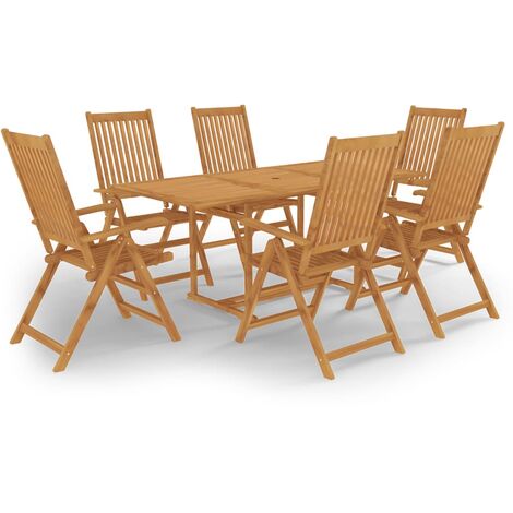 Conjunto de comedor de jardín 7 piezas madera maciza de teca vidaXL (1/5)