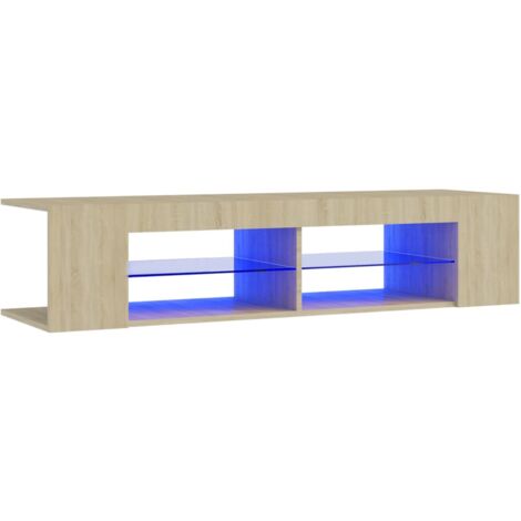 Mueble de TV con luces LED roble Sonoma 135x39x30 cm vidaXL