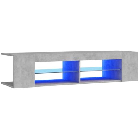 Mueble de TV con luces LED gris hormigón 135x39x30 cm vidaXL