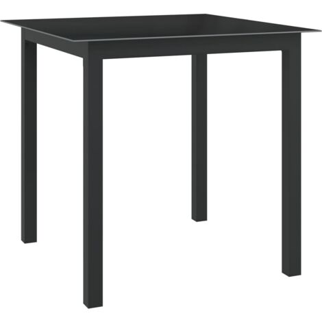 Mesa de jardín de aluminio y vidrio negro 80x80x74 cm vidaXL (1/5)
