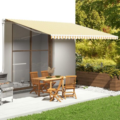 Tela de repuesto para toldo amarillo y blanco 5x3,5 m vidaXL