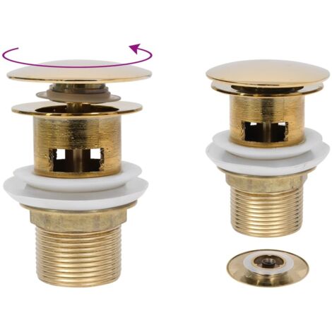 Desagüe de empuje función desbordamiento dorado 6,4x6,4x9,1 cm vidaXL