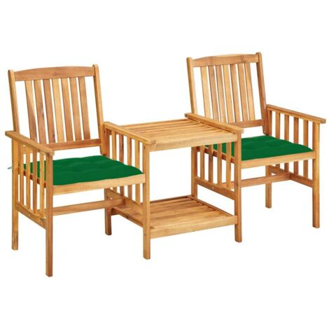 Sillas y mesita de jardín con cojines madera maciza acacia vidaXL (1/5)