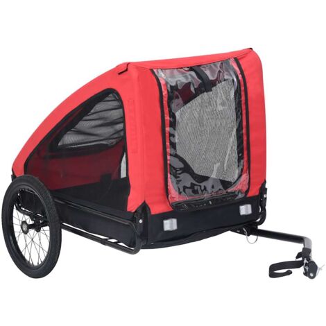 Remolque de bicicleta para mascotas rojo y negro vidaXL