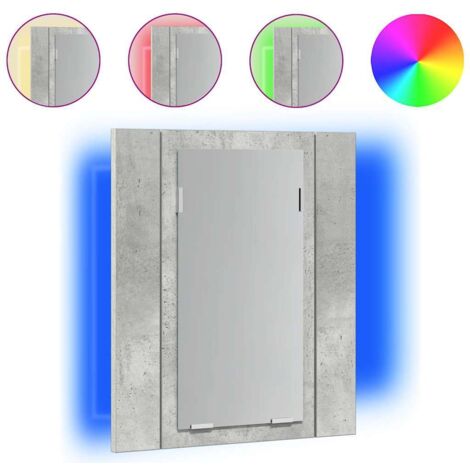 Armario espejo baño luz LED acrílico gris hormigón 40x12x45 cm vidaXL