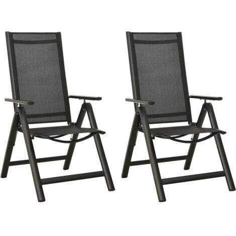 Sillas plegables de jardín 2 uds textileno aluminio negro vidaXL