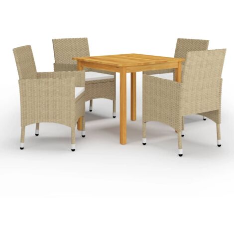 Juego de comedor de jardín de 5 piezas beige vidaXL (1/5)