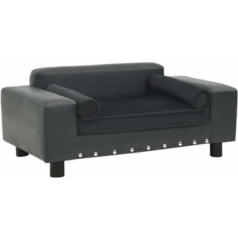 Sofá para perros felpa y cuero sintético gris oscuro 81x43x31cm vidaXL