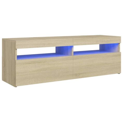 Mueble de TV con luces LED roble Sonoma 120x35x40 cm vidaXL