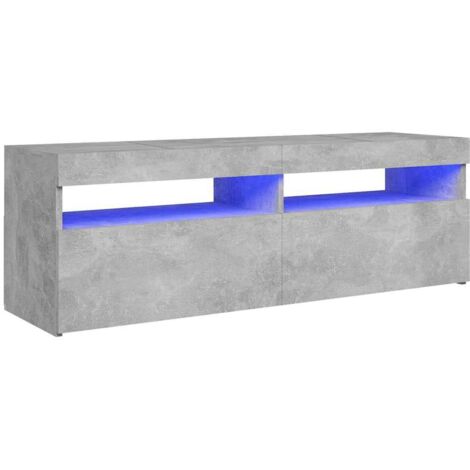 Vidaxl – Mueble de TV gris hormigón 120x35x40 cm – Con luces LED RGB – Material madera contrachapada – Requiere montaje (1/4)
